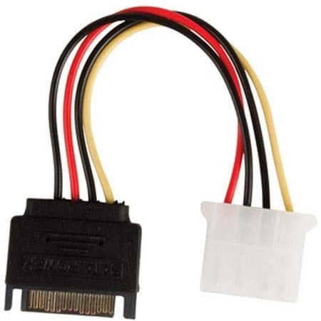 CABLEPELADO Cable Adaptador de Alimentación Molex a SATA | LP4 a 15 Pines | 18 AWG | Apto para HDD, SSD, CD-ROM | 15 cm