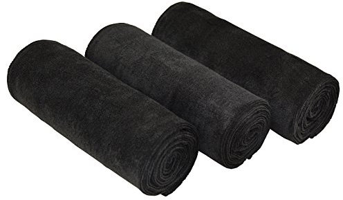 MAYOUTH Mikrofaser Handtuch Set f¨¹r Sauna Fitness Sport, Schnelltrocknende Handt¨¹Cher aus Microfaser, Unisex Sporthandtuch Schwarz 3Pack 40cm X80cm