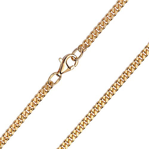 MATERIA Damen Herren Kette 333 Gold - massiv Goldkette Panzerkette 2,4mm flach 45 50 60 cm - Made in Germany #K99