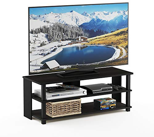 Furinno Sully Soporte De TV De 3 Niveles para TV hasta 50, Espresso / Black 17077Ex / BK