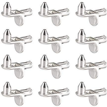 sourcing map 80Stk. Regalstütze 6mm Schrank Regal Klammer mit Stifte Silber | L Unterstützung