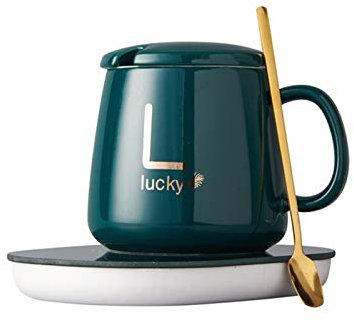 Tazzine caffè con Termostato, Cting Gratuito Confezione Regalo per Tazza Termica con Cucchiaino New Bone China, Verde