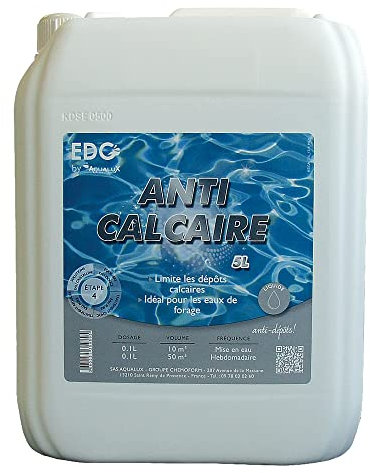 EDG by AQUALUX INTERNATIONAL - Anti Calcaire Liquide - Spécial Piscine - Compatible Spa - Anti tartre - Anti Eau Laiteuse - Bidon 5 litres