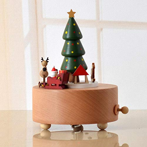 Jaeknxcg Holz Spieluhr Spieldose mit Musik Klassische Holz Handwerk für Geburtstags Weihnachten Home Dekoration Weihnachtsbaum