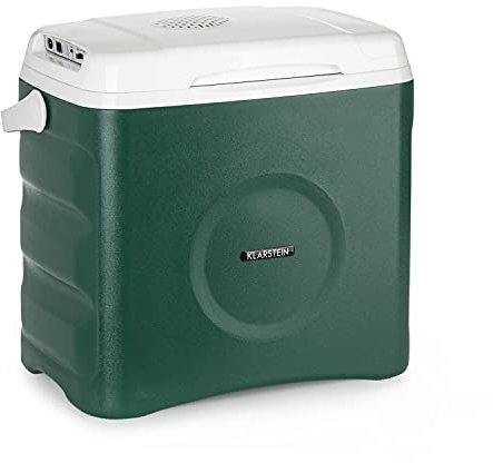 Klarstein BeerBelly 29 Elektrische Kühlbox - 29 L, 3 Anschlüsse: 230V, 12V, für Zigarettenanzünder & USB-Anschluss, Tragbar, Kühl- und Warmhaltefunktion, Auto, LKW, Camping, Steckdose, grün