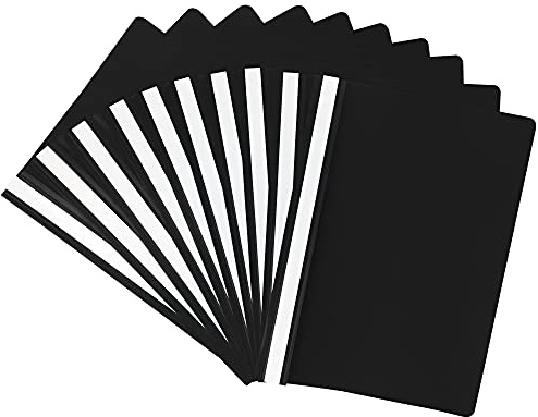 Netuno 10x Schnellhefter A4 Schwarz Kunststoffmappe mit Klarsichtdeckel und Beschriftungsfeld Mappe Ordnung Büro Studium Archiv Aufbewahrung Dokumente
