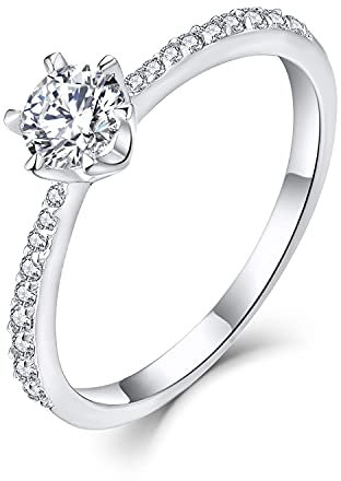 Starnny Ring Silber 925 Damen Ringe Verlobungsring Eheringe April Geburtsstein Schmuck für Sie Frauen 49