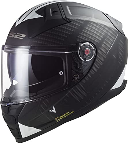 LS2, Integraler Motorradhelm Vector II Splitter Matt Black White, L | Beschlaghemmend