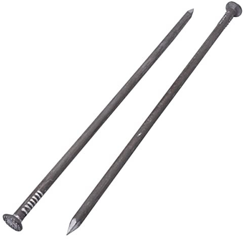 Confezione da 16 chiodi per costruzione in acciaio al carbonio, 7,6 x 260 mm, testa tonda piatta, chiodi a filo comune multiuso, lavorazione del legno (16, 7,6 x 260 mm)