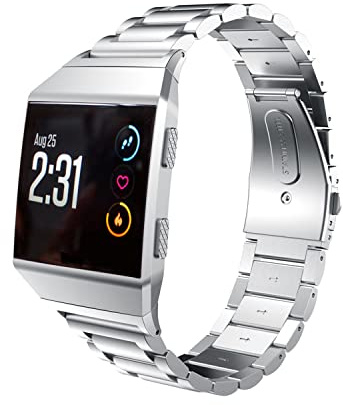 Gheper Metallarmband Kompatibel mit Fitbit Ionic Schnelle Einfache Passform Edelstahl-Armband Ersatz für ionic Smartwatch Zubehör