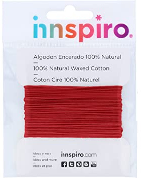 INNSPIRO Cordoncino cotone cerato sottile rosso 3,0 mm. 2,5 m, 220416