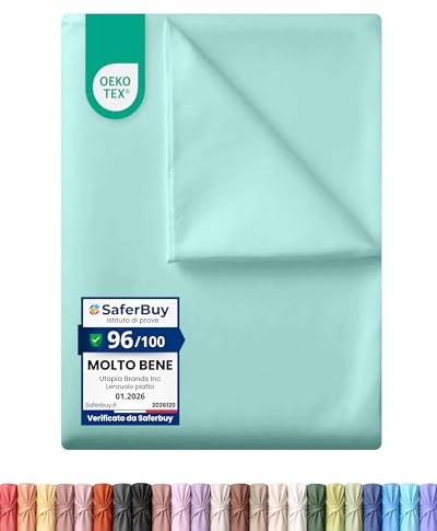 Utopia Bedding - Flat Sheet - Double Size - Spablue | OEKO-TEX Certified - Easy Care Soft Brushed Polyester - Microfiber Fabric - Wrinkle, Shrinkage, and Fade Resistant