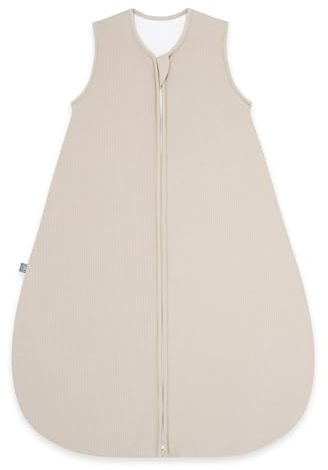 emma & noah Baby Schlafsack 2.5 TOG, Strampelsack für den Herbst und Winter in vielen Farben, Bio-Baumwolle, OEKO-TEX Zertifiziert, Schlafsack für Neugeborene (Essential Beige, 110 cm)