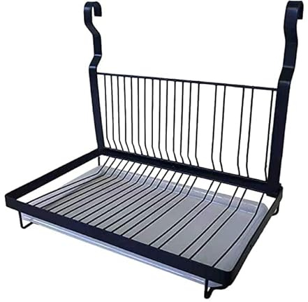 TentHome Escurreplatos Plegable de Pared de Acero Inoxidable con Bandeja Plastico, Escurridor Organizador de Platos de Cocina, Escurre Platos y Vasos, Secaplatos