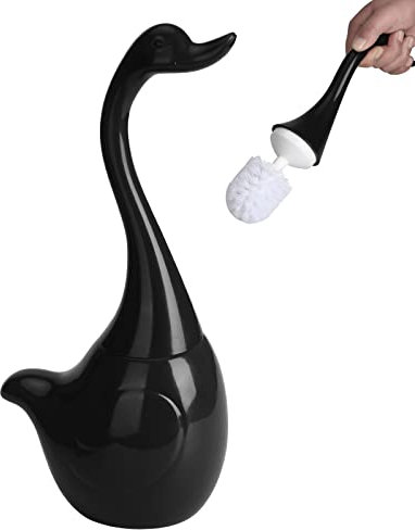Happy Fox Swan toilet brush, Ceramic toilet brushes & holders, Suitable for Bathroom Toilet Cleaning, Home Decor（Black）