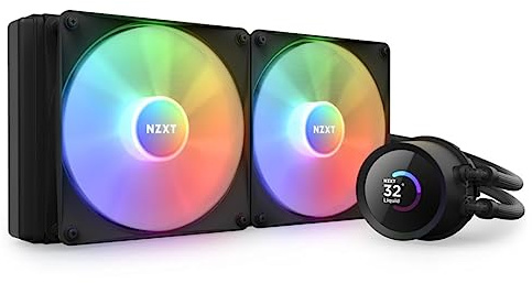 NZXT Kraken 280 RGB – 280 mm AIO CPU-Flüssigkeitskühler – anpassbares quadratisches LCD-Display für Bilder, Leistungsmetriken – Hochleistungspumpe – 2 x F140 RGB Core Fans – Schwarz