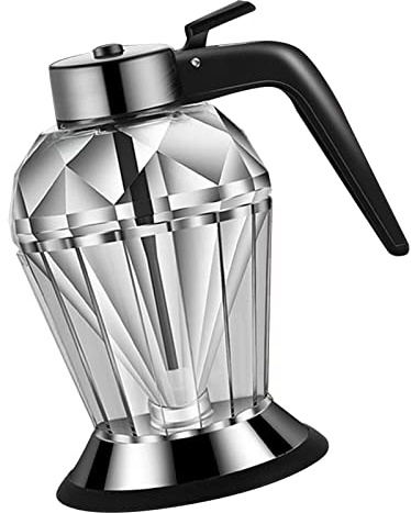 Acouto Distributeur miel verre, forme losange anti‑goutte avec support, pour sauce soja, sirop, huile, vinaigre, service table propre