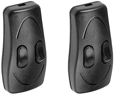Rebower 2 Stück Inline Schnur Schalter AC 250V 1A Ein/Aus Wippschalter [für Lampe, Schreibtischbeleuchtung] 2.7x1.3 Zoll Schwarz