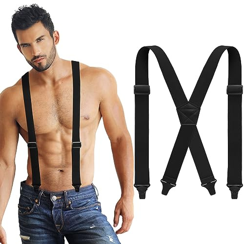 Janmercy Tirantes ocultos de espalda en X, resistentes, aptos para aeropuertos, debajo de la ropa, para hombres y mujeres, Negro -, 47.24 x 1.5 inches