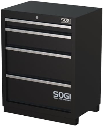SOGI ARR-M-A-4C Blechschrank Werkstattschrank – 4 Schubladen mit Teleskopauszug – 680 x 460 x 865 mm