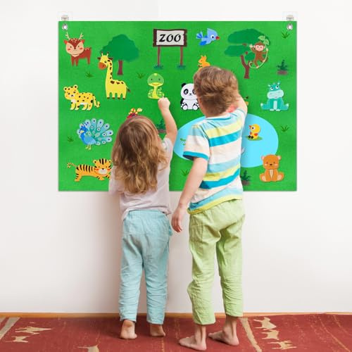 HONMOK Filztafeln Kinder, Motorikspielzeug Zoo-Thema, Montessori Lernspielzeug, Pädagogisches Spielzeug, Sortierspiel ab 3 Jahre Motorikwand Früherziehung für Kleinkind Kindergarten Kindergeschenk