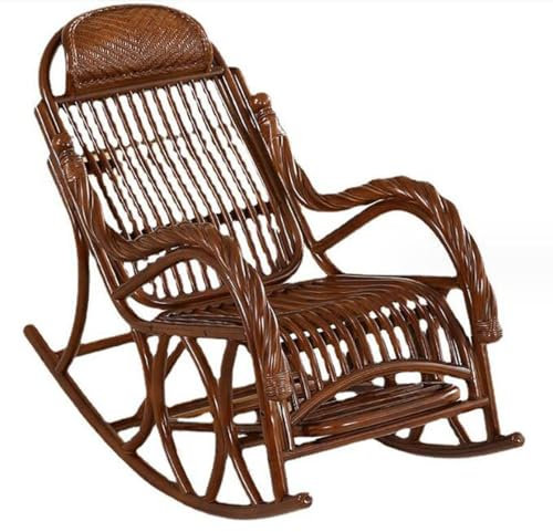 MoBShiK Outdoor-Rattan-Schaukelstuhl, wetterfester, atmungsaktiver Massivholz-Loungesessel, geeignet für den Veranda-Deck-Garten