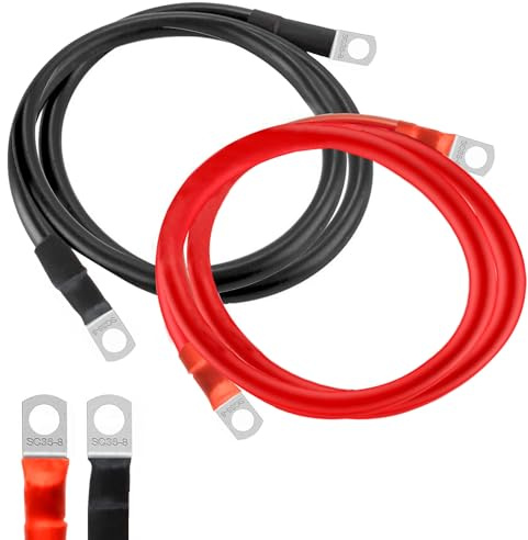 GothicBride Batteriekabel 35mm² 100cm Batterie Kabel mit M8 Ringklemmen | Batteriekabel 12V für Autos Motorräder Solar Wohnmobil