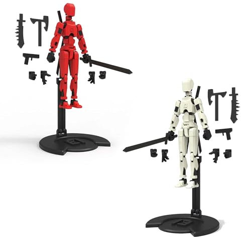 T13 Action Figure, 2 Stück T13 Action Figures 3D-Druck von Beweglichen Figuren mit Mehreren Gelenken, Roboter-Actionfigur, Desktop-Dekorationen (A)