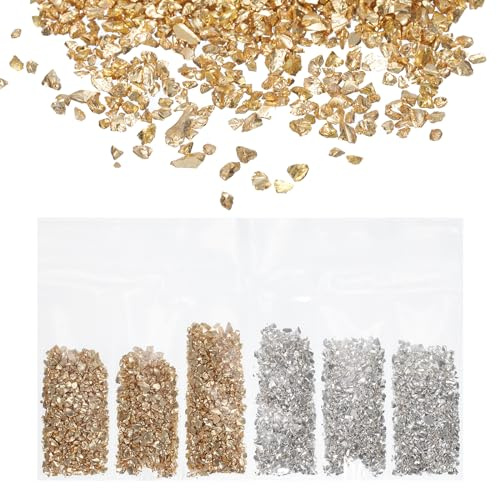 QUARKZMAN Vetro tritato lucido, 1-3 mm, 30 g, vetro rotto, vetro irregolare, chip di cristallo metallico per nail art, artigianato, vasi, penna stilografica, gioielli