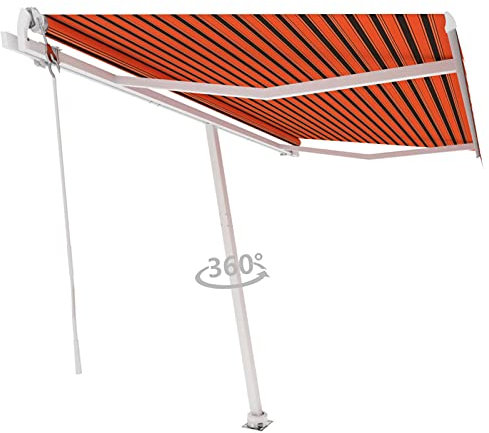 Tidyard Standmarkise Automatisch Markise Sonnenmarkise Balkonmarkise Sonnenschutz Gelenkarmmarkise Terrasse Garten 400x300 cm Orange/Braun