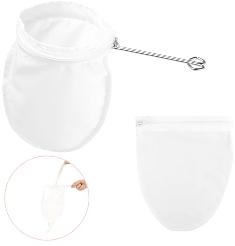 Mabor Ultra Fine Mesh Strainer Extra Fine Mesh Sieve Reusable Strainer with Stainless Steel Handle Juice with Zipper Bag for Nut Milk Coffee Juice Cheese