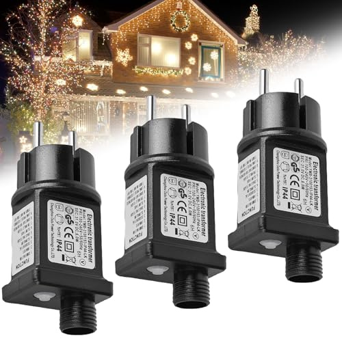 3 Stück 31V LED Netzteil: IP44 LED Transformator Treiber, 8 modi Stecker Lichterkette Ersatz mit Timer Funktion,Netzteil Adapter Trafo 6W LED Transformator Treiber für Niederspannungs-LED-Adapter