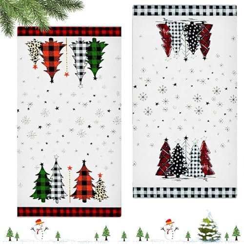 WEILAOK Torchon Noel, Essuie Main Noel, Torchon Cuisine Noel, torchon de noels,torchons pour Une Utilisation et Une Décoration dans Les Cuisines, Les Salons, etc, 66 cm x 45 cm, 2 Pièces