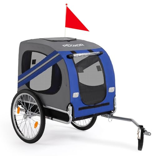 PEXMOR Dog Bike Trailer, Folding Pet Dog Trailer Cart for Bicycle, Bike Cargo Wagon Carrier w/Universal Hitch & 20 Wheel (Deep Blue)