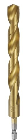 sourcing map 1/4 Hex Shank Twist Drill Bits 13mm Titanium Coated High Speed Steel Quick Change Hex Drilling Bit Jobber Drill Bits for Wood Plastic Metal, Gold