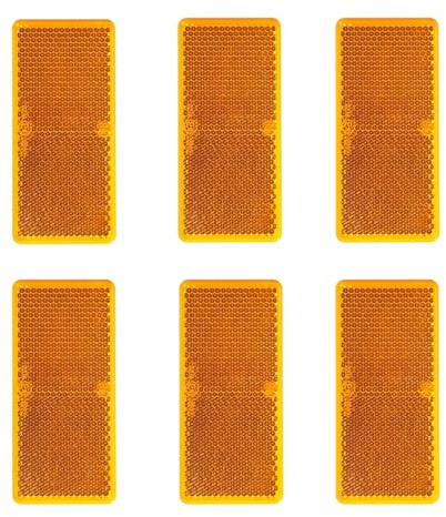 Woola 6 Stück Katzenaugen Reflektoren Orange Selbstklebend,Größe 94X44 mm Rechteckig Rückstrahler Gelb Selbstklebend für Anhänger Traktor Motorrad Zaunpfosten