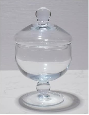 EMH Tarro de cristal hecho a mano con patas para galletas con tapa, 21 cm