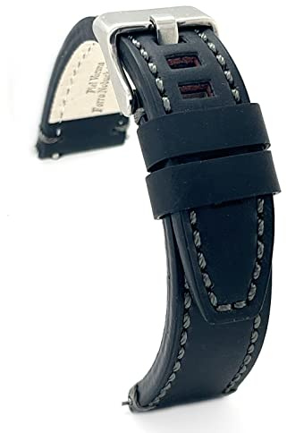 diloy Correa Reloj Artesanal Cuero compatible con Diesel 414 | Pulsera de piel vacuno encerado estilo vintage gruesa forro nobuck grosor 4mm con cambio rápido o herramientas