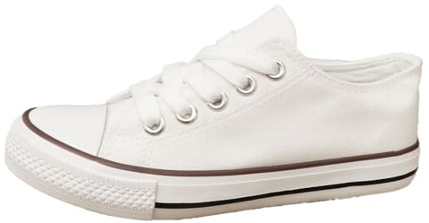 Niños Zapatos De Lona Sneakers Clásico Zapatillas de Deportivos Running Casuales Zapatos Atléticos Sneakers Children. (Blanco, Sistema Tallas Calzado EU, Niño (2-5 años), Números, Mediano, 32)