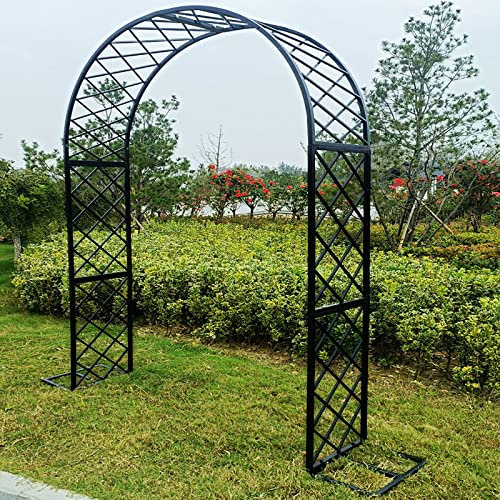Pergola robuste galvanisée avec arc de rose pour plantes grimpantes, arches de jardin autoportantes en noir, idéal pour la décoration de mariage