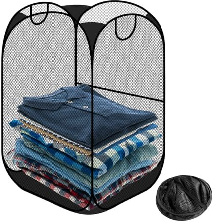 Large Black Washing Basket, Collapsible Laundry Baskets with Handles, Pop Up Laundry Basket for Bathroom Dirty Clothes Storage