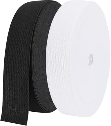 Gummiband 25mm Gummiband Breit - 2 Stück 20 Meter Gummibänder Hosengummi, Gummilitze Gummizug Elasten Weiß Schwarz für DIY Einfassband zum Hosenbund, Bänder Elastic Band Nähen
