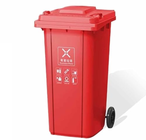 TINGMIAN Contenedores Basura Exteriores 30L/50L/80L/100L/120L/240L con Tapa Y Ruedas for Restaurantes, Hospitales, Oficinas, Almacenes Y Hogares(Red,120L)