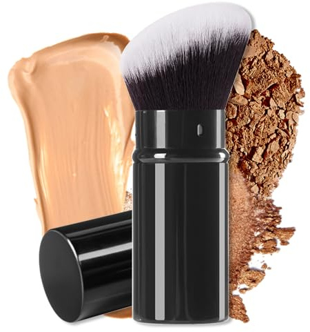 Retractable Kabuki Brush, Travel Angled Powder Face Makeup Brushes