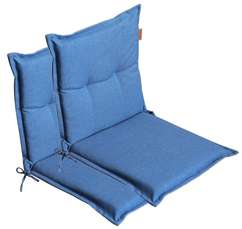 LILENO HOME Gartenstuhl Auflagen [2er Set - Niedriglehner] in Blau | bequeme Liegen als Sitzauflagen für Gartenmöbel - Stuhlkissen für Gartenstühle und Klappstühle BAR
