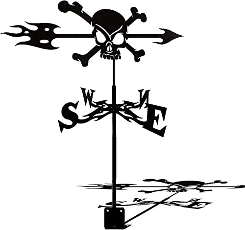 Weather Vane Skull Stainless Steel Spray Paint Weathervane Outdoor Wind Direction Indicator for Garden Stake Sheds Iron Yard Roof Barns Decoration