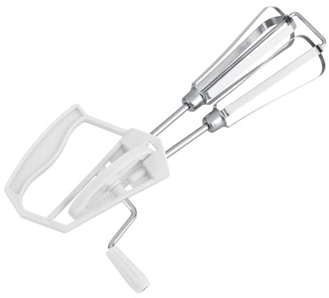 Aoresac Stainless Steel Hand Whip Egg Beater Mixer, Easy to Use and, Two Round Design for Evenly Playing Eggs, Save Cooking Time and Improve Efficiency, Suitable for Baking and (White)