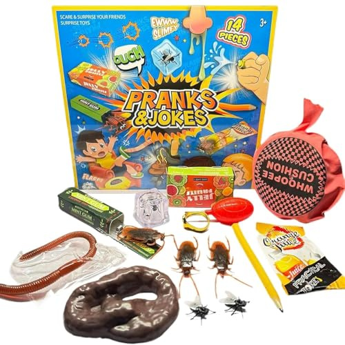 14Pcs Prank Kit with Fun Practical Jokes, Prank Set for Parties, Family Gatherings, and Game Nights, Prank Gift Box and Adults