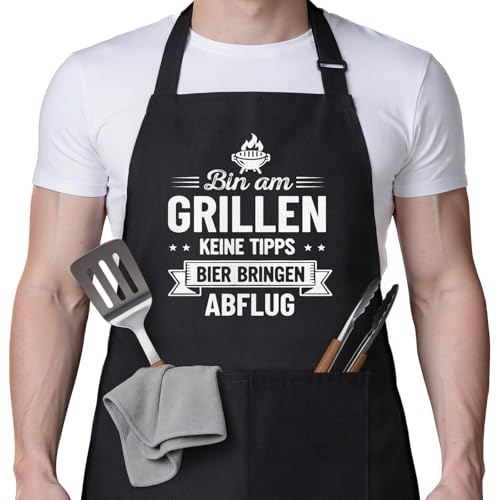 musaecoin Geschenk für Männer lustiges Grillgeschenk Grillfans Grillschürze | 68×78cm Polyester waschbar strapazierfähig BBQ Schürze Grillzubehör Männer Geschenkidee