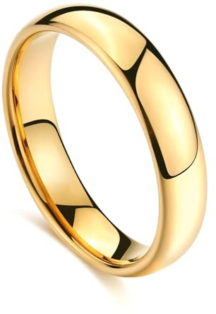 Fimhut Vergoldeter Damen Ring Farbbeständig 14K Vergoldeter Stapelbarer Paar- und Ehering, zarter schlichter Kuppel-Verlobungsring, angenehm passend Ring größen 6–10